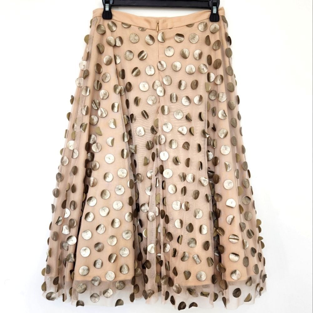 NWOT Eva Franco Anthropologie Gold Shimmer Spot Skirt - Picture 6 of 9
